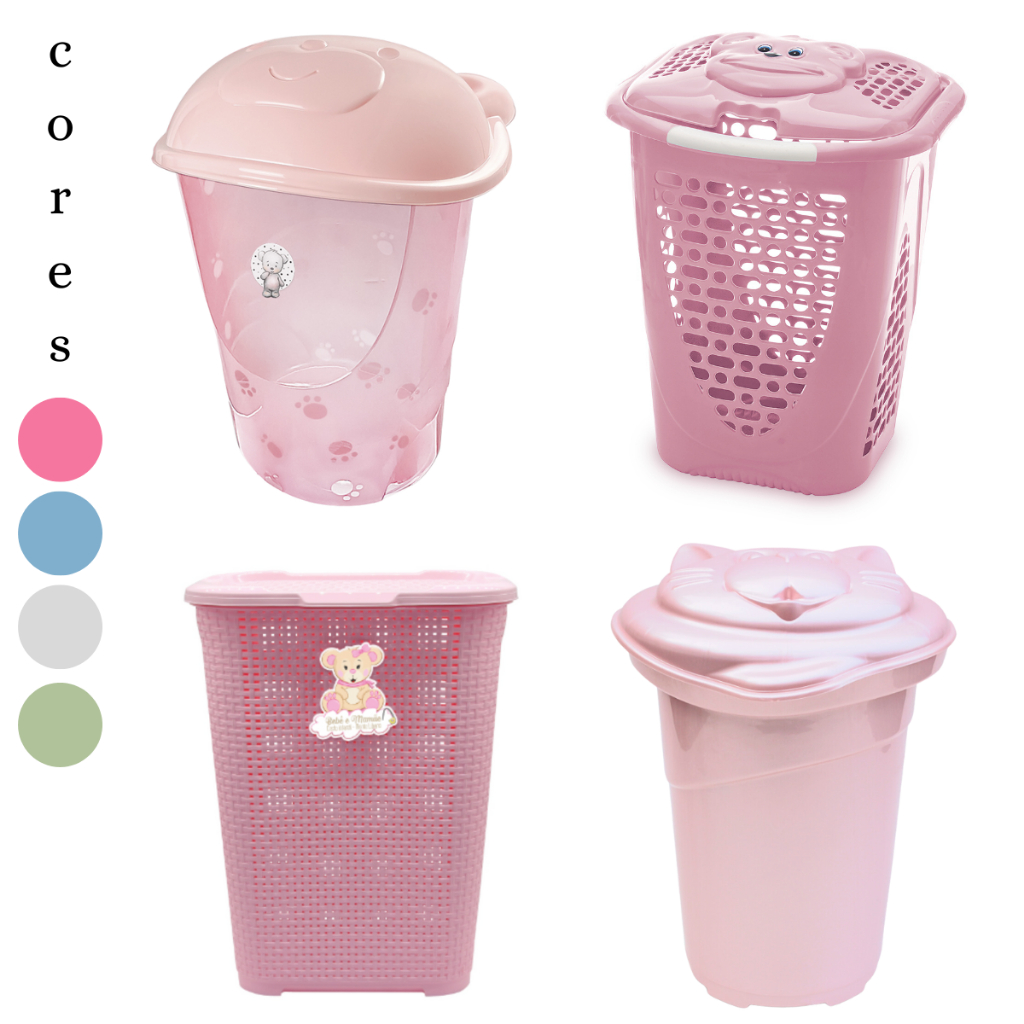 CESTO DE ROUPAS PARA BEBÊ INFANTIL COM TAMPA DE URSO 50L - PLASTIBABY ...