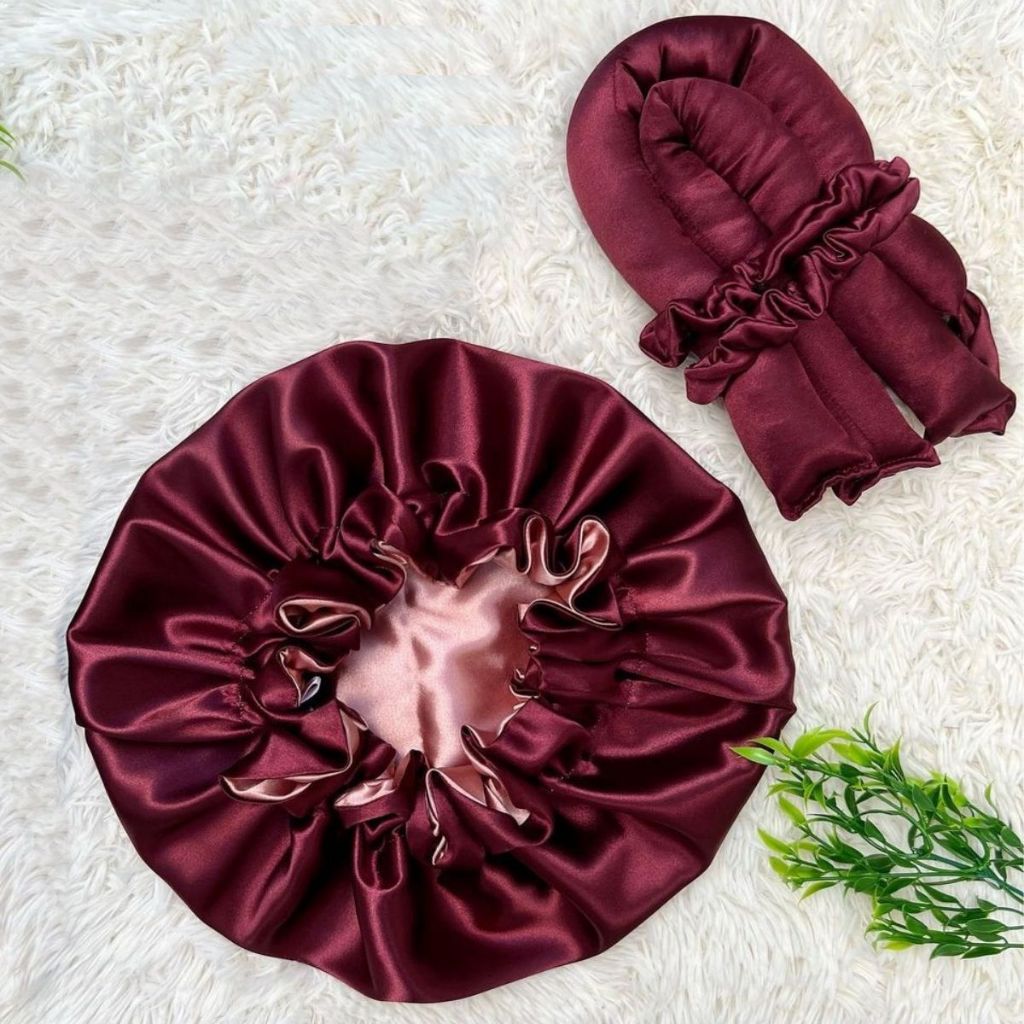 KIT Touca + Modelador com Scrunchies Cetim Luxo PROMO