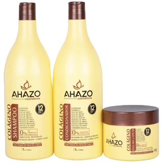 kit de cabelo Colágeno shampoo e condicionador 1Litro+máscara creme de hidratação capilar 500g Ahazo