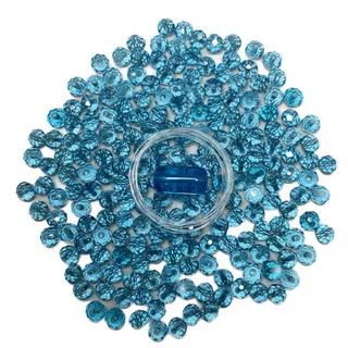 200 Contas de cristal 8mm Azul + Firma e Linha para Guias 60cm - Guia Erê | Umbanda Candomblé