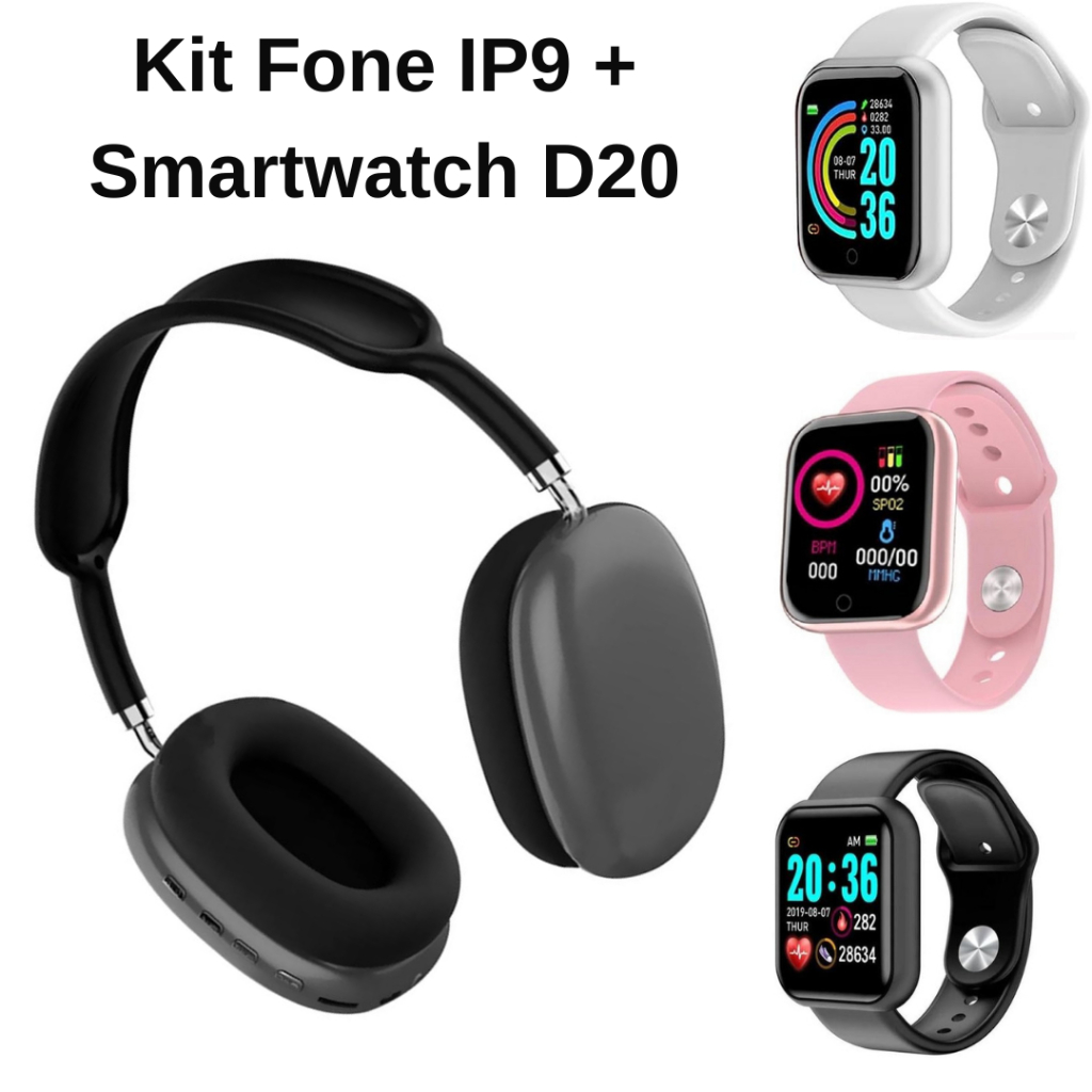 Kit Fone de Ouvido P9 + Relógio Smartwatch D20 Y68 | Shopee Brasil