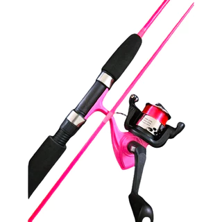 Kit de Pesca Completo Feminino Pink Rosa Mulher Vara Molinete Linha Monofilamento Pescaria Barato