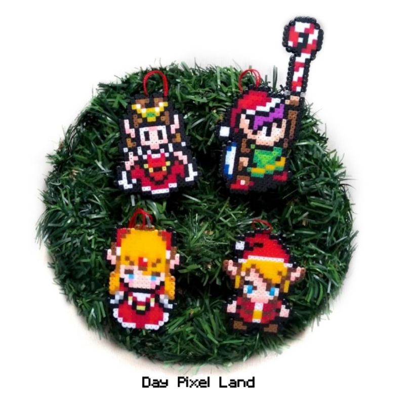 Conjunto Enfeites de Natal The Legend of Zelda em Pixel Arte, Artesanais