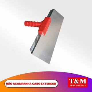 Desempenadeira Rodo Lisa de Aço Com Suporte Universal Fixo 35x12cm