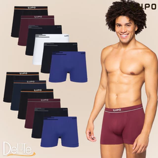 Kit Com 6 Cuecas Lupo Boxer de Microfibra Sem Costura Box Masculina Adulto Original