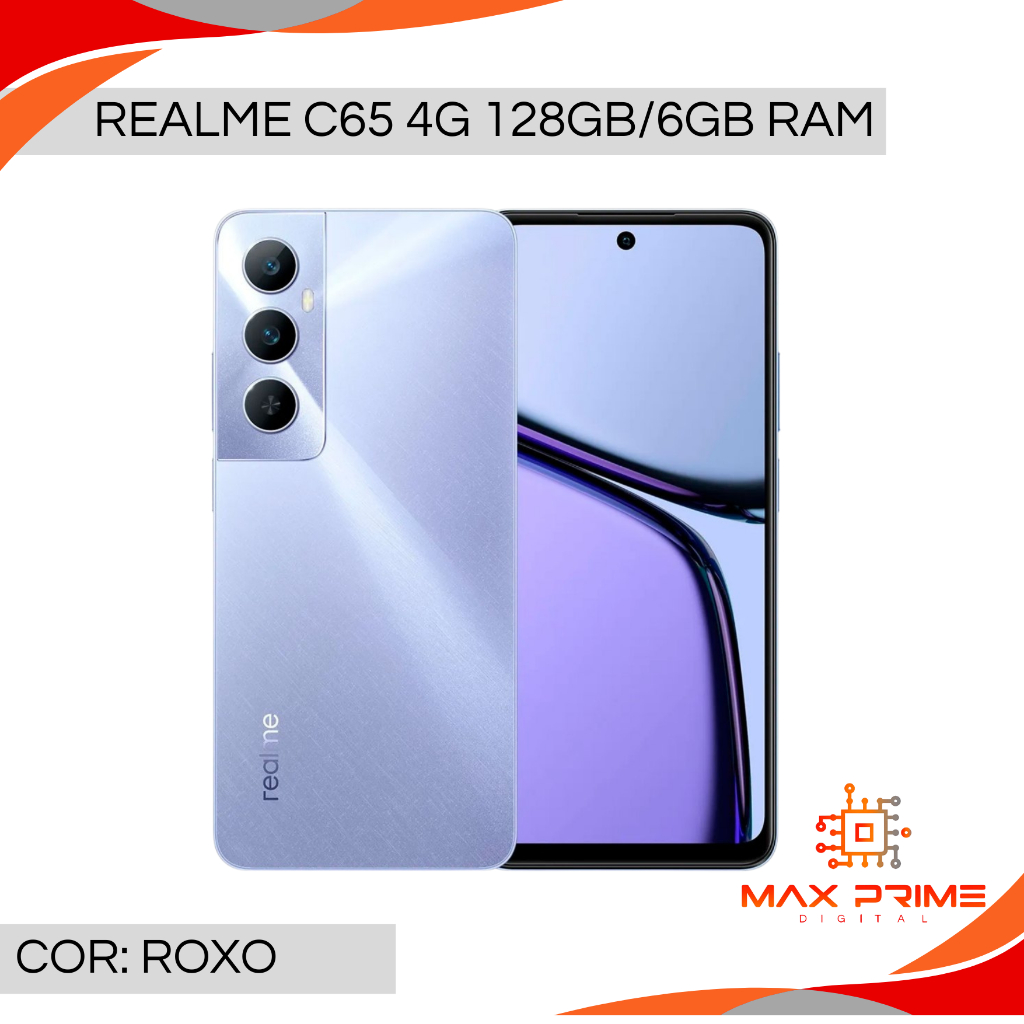 Realme C65 4G128/6GB RAM-256/8GB RAM, Câmera 50MP, NFC