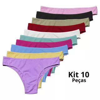 Kit Calcinhas Tanga Algodão Conforto Tanga Básica Cotton Feminina