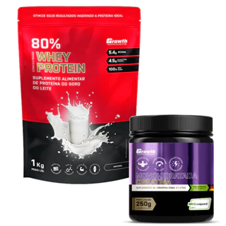 Whey Protein Concentrado 1KG + Creatina 250G Creapure Growth