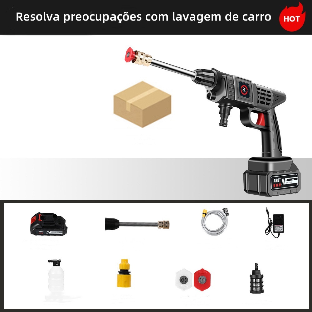 Lavadora de Alta Pressão Portátil Recarregável Para Carros E Jardins Linha Premium Pistola Lava Jato Profissional -HA280