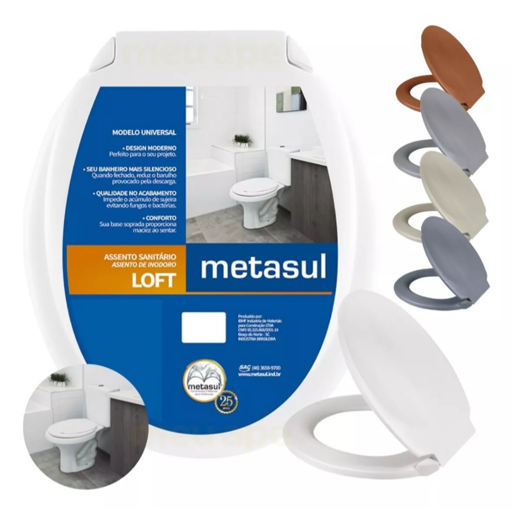 Assento Sanitário Tampa Vaso Oval modelo Loft e Soft Metasul | Shopee ...