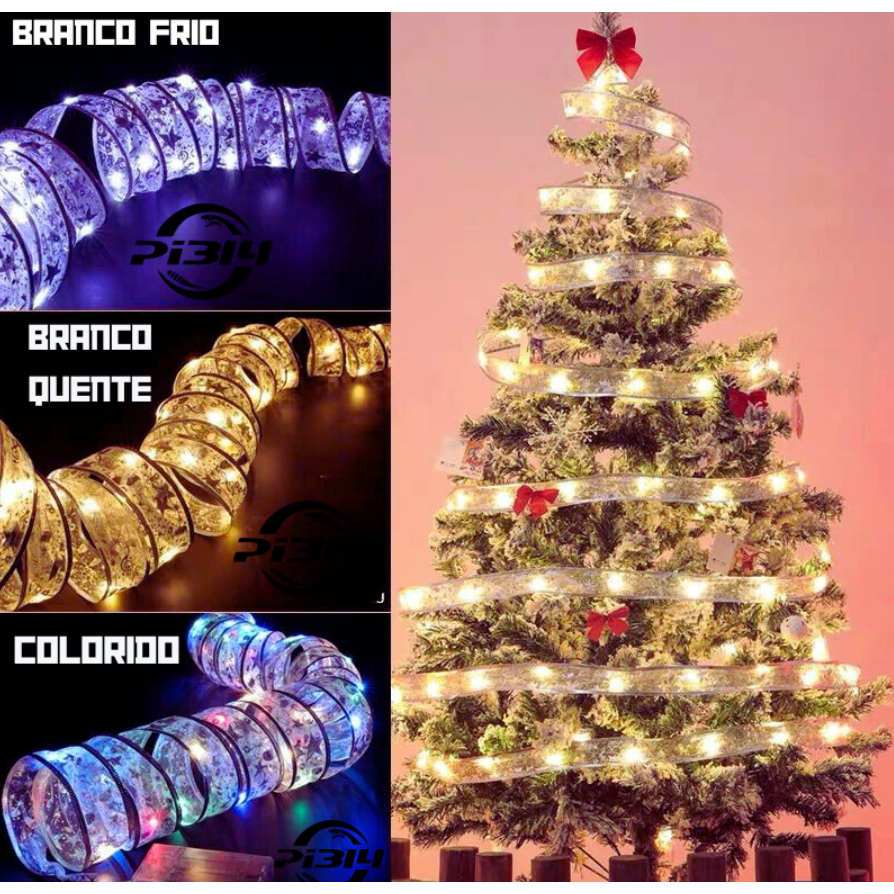 Fitas Aramada de Led 3M/5M/10M Pisca Pisca para Decorações Árvores de Natal Festa Branco Quente/Frio