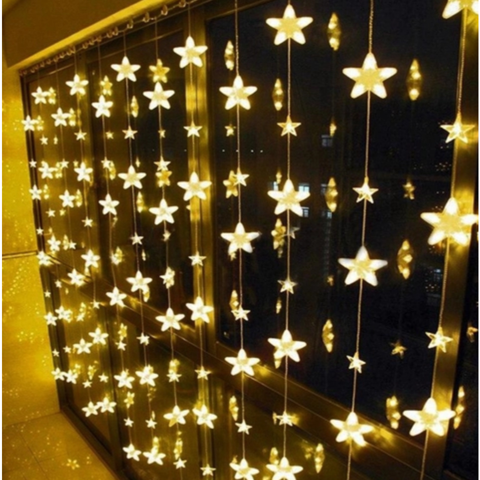Cascata Estrela De Natal Pisca Pisca 160 Leds Cortina 110V 3m X 1m