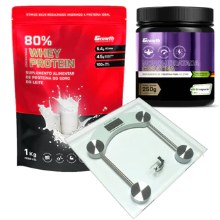 Whey Protein + Creatina Creapure Mono 250G Growth + Balança