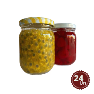 Kit 24 Potes De Vidros 200ml para Geleias Doces Conservas Tampas Metalicas e Lacres