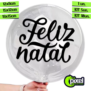 Adesivo Vinil "Feliz Natal - para balão, bexiga, bubble, presente, vários tamanhos