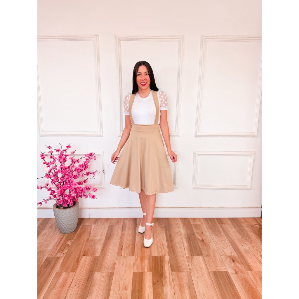 Com Suspensório Modelo De Jardineira Rodada Salopete Adulta A - Main Image