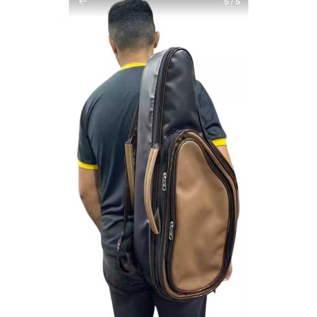 Semi case para sax alto couro ecológico preto e marrom premium Shopee