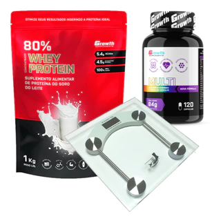 Whey Protein 1KG + Multivitaminico Growth + Balanca Digital