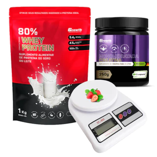 Whey Protein 1KG + Creatina 250G Creapure + Balanca Cozinha