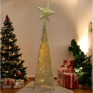 Árvore de Natal Aramada Dourada C/LED Artigo de Decoração Natalina 110V - 6673
