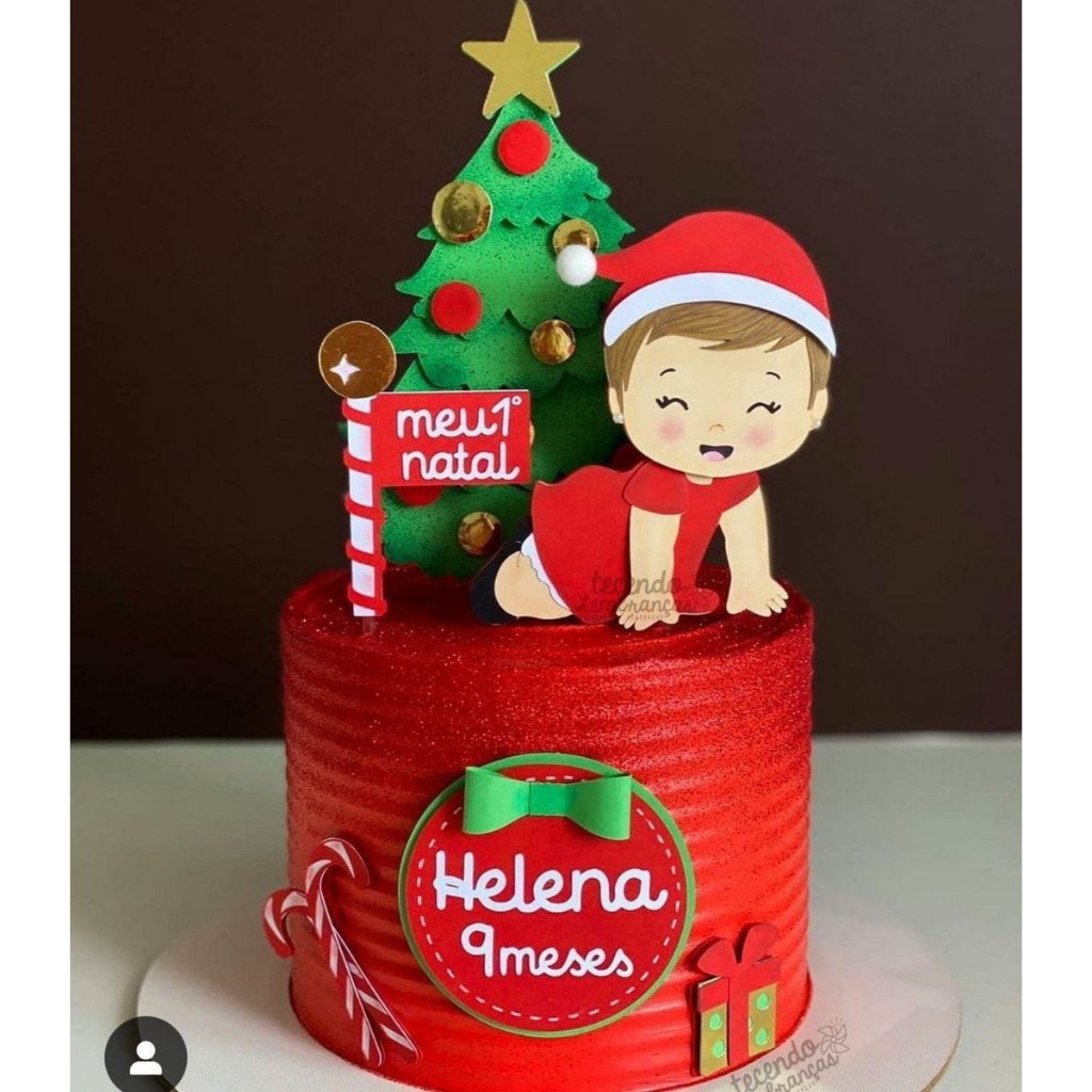 Topo de bolo Natal - Mesversário 3d