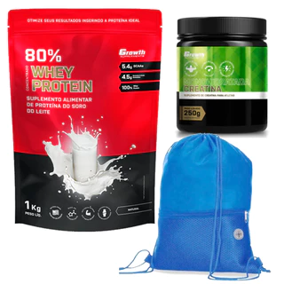 Whey Protein 1kg + Creatina 250G Growth + Mochila Academia