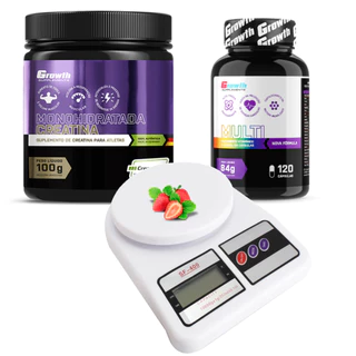 Creatina 100G + Multivitaminico Growth + Balança Cozinha
