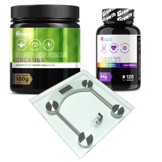 Creatina 100G + Multivitaminico Growth + Balança Digital
