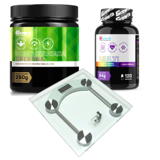 Creatina 250G Original Growth + Multivitaminico + Balança