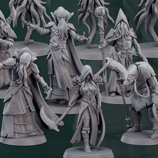 Devoradores de Mentes e Cultistas Miniaturas para RPG Dungeons and Dragons em resina Mindflayer