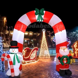 Arco de Natal Inflável Bivolt Grande 2,50m Papai Noel Leds Casa Decoração Natalina Enfeite Festa Evento Shopping Jardim