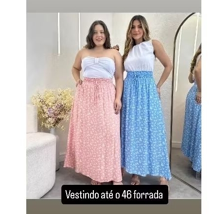 Saia fashion longa com cós largo