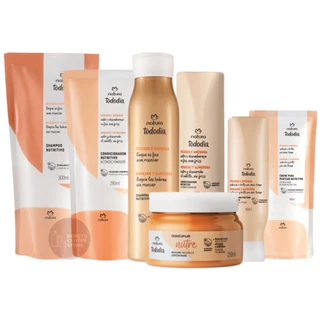 Natura Tododia Cabelos Nutritivo - Pêssego e Amêndoa - Shamp, Cond, Creme para Pentear e Máscara