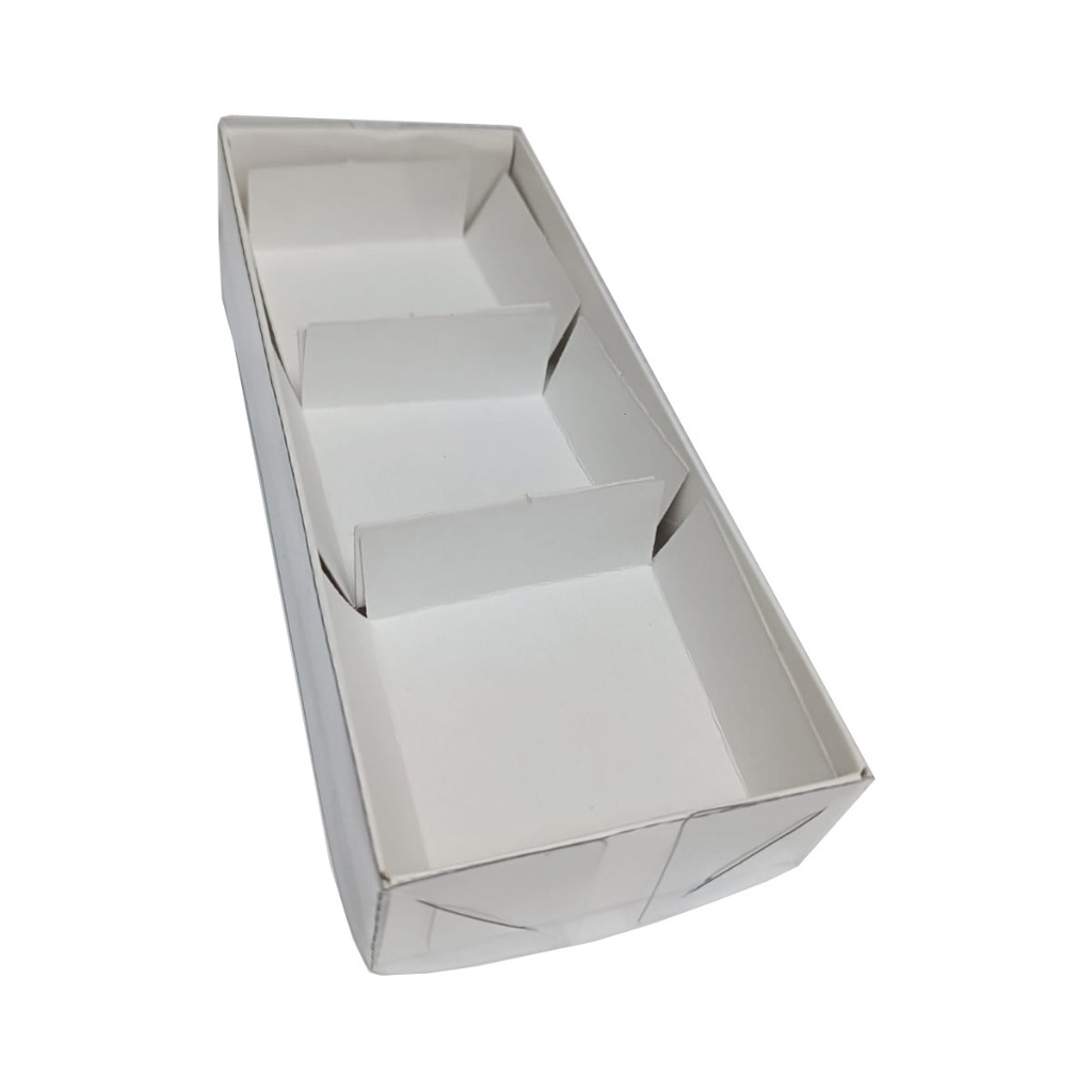 Caixa para 03 Brownie com Pétala 20,6x8,3x3,5 Branco Tampa P