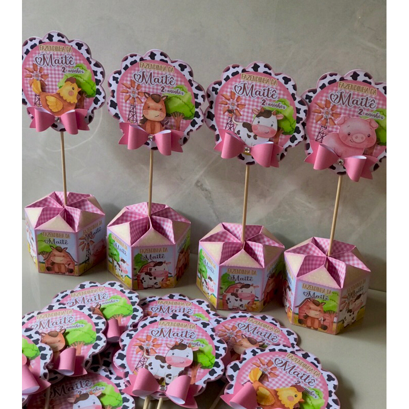 10 centros de mesa fazendinha estilo luxo/ festa personalizada ...