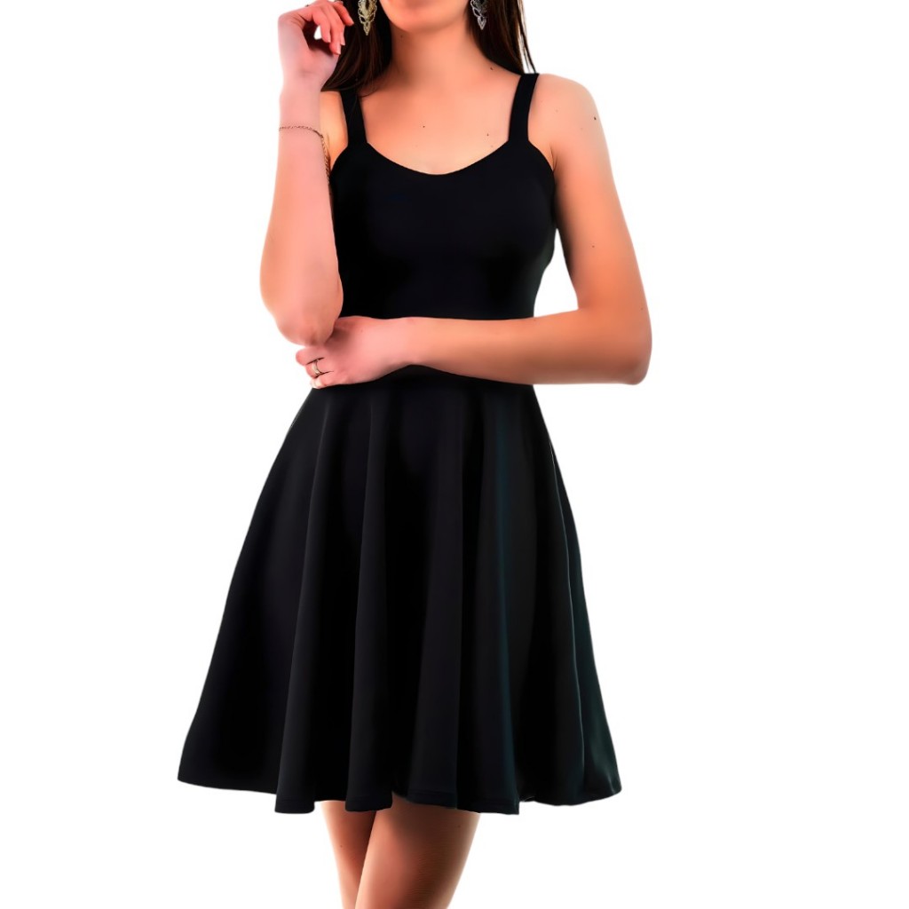 vestido curto preto alça rodado feminino suplex qualidade | Shopee Brasil