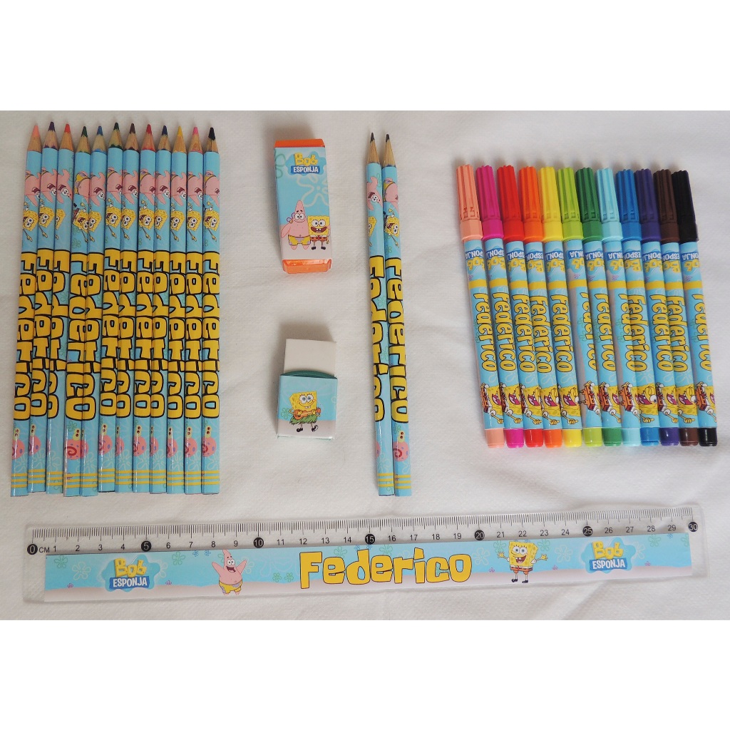 Material Escolar Personalizado Bob Esponja | Shopee Brasil