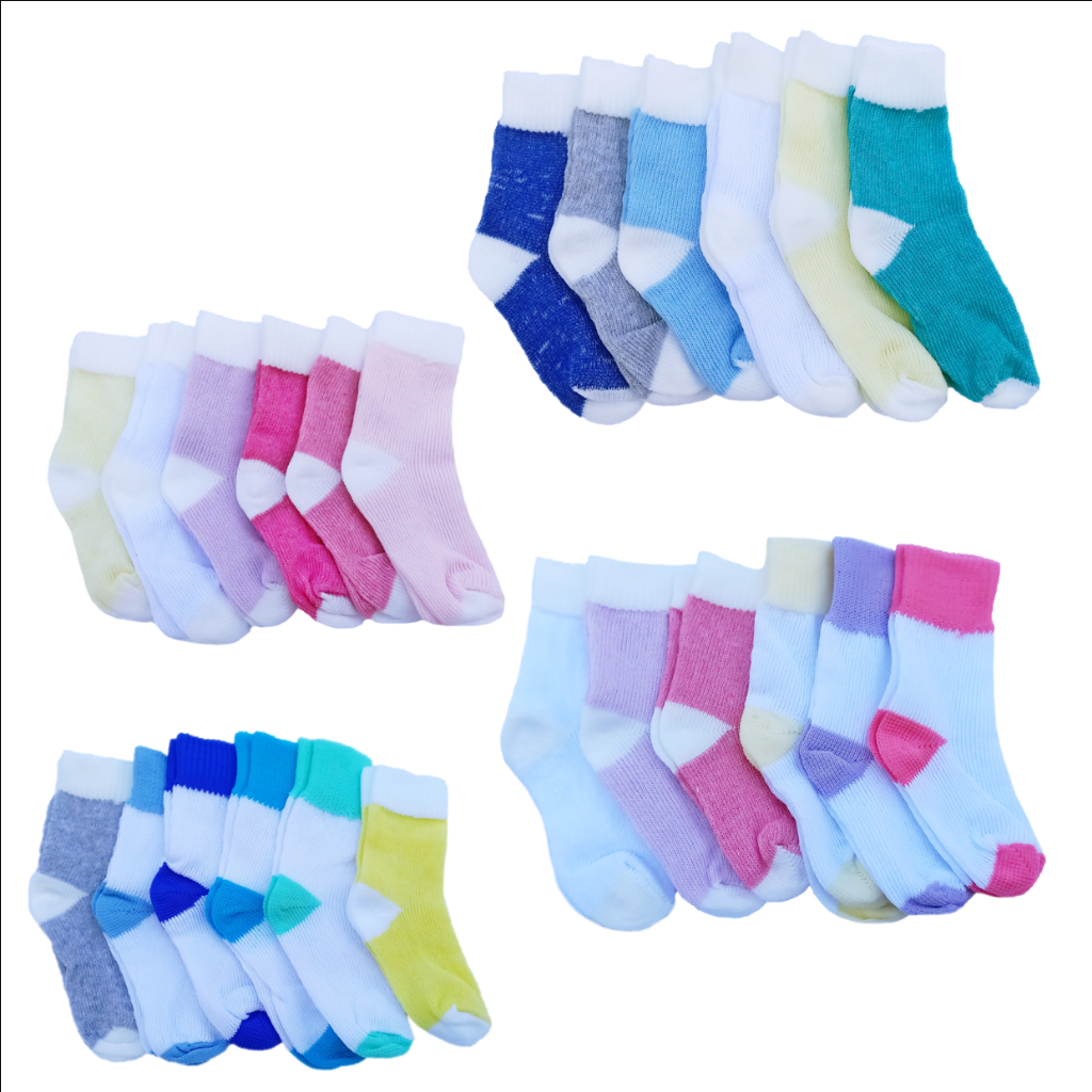 Meias de Algodão para Bebês Rn de 0 a 06 meses - Kit para enxoval de Bebê - Universal Meias