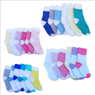 Meias de Algodão para Bebês Rn de 0 a 06 meses - Kit para enxoval de Bebê - Universal Meias