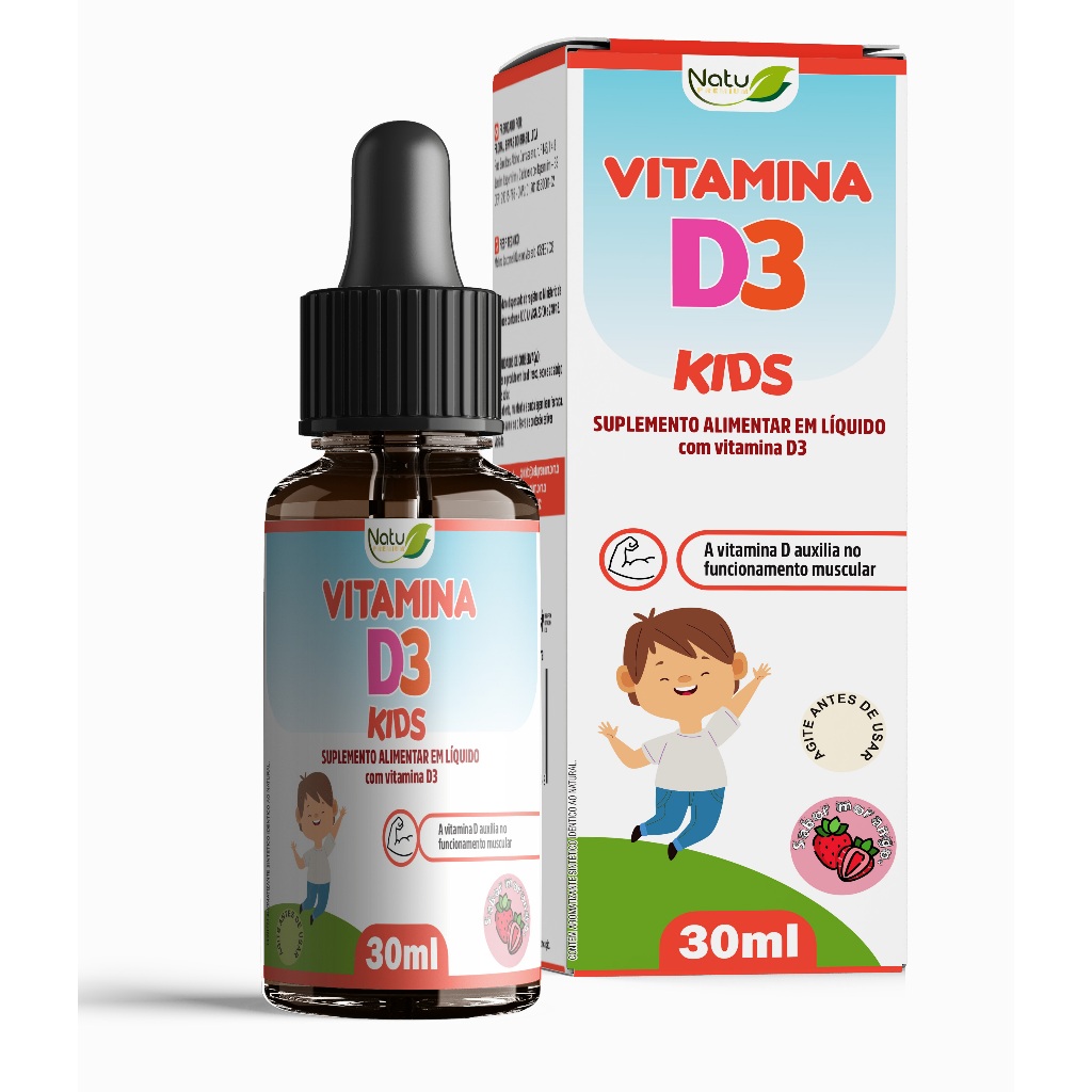 2 Vitamina D3 Para Criança Sabor Morango Infantil Gotas 30 ml Natu ...