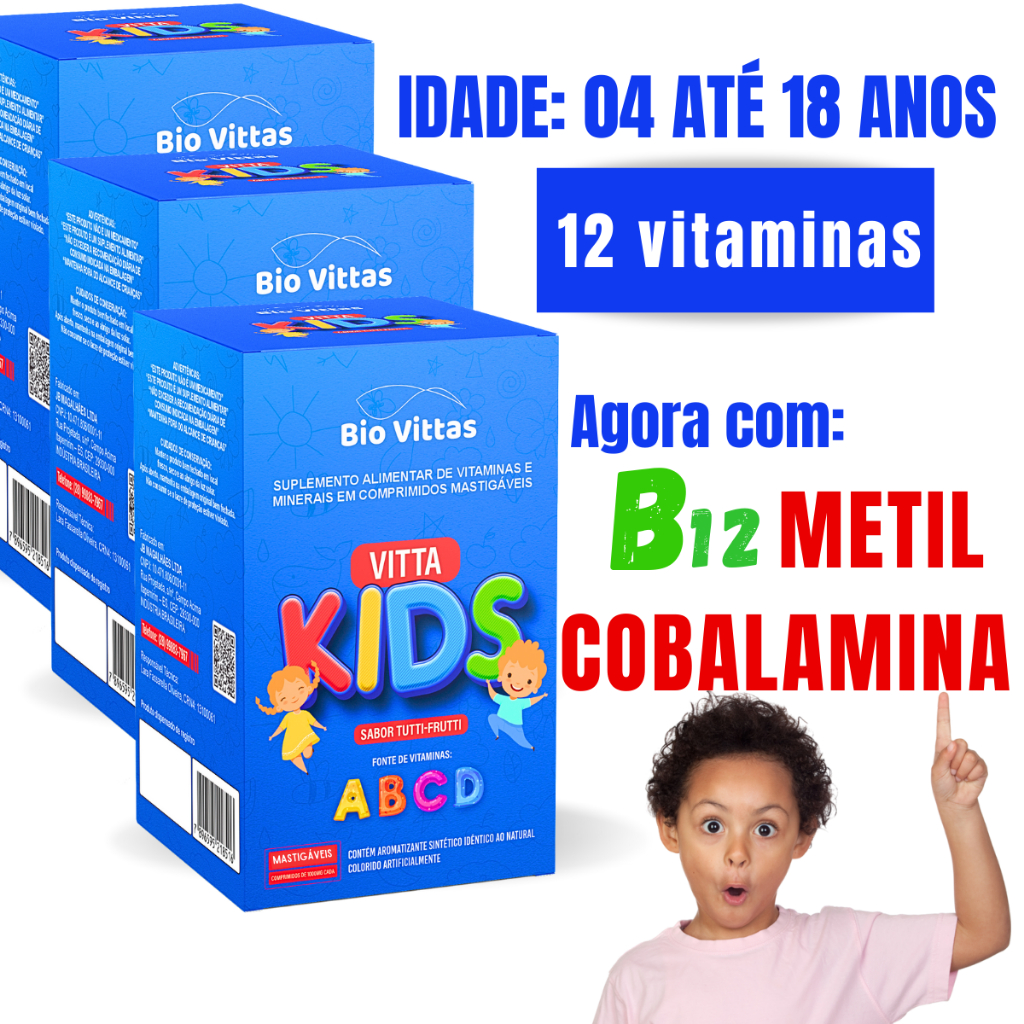 Vitamina Infantil Completa KIDS + B12 Metilcobalamina VITTA KIDS Melhor ...