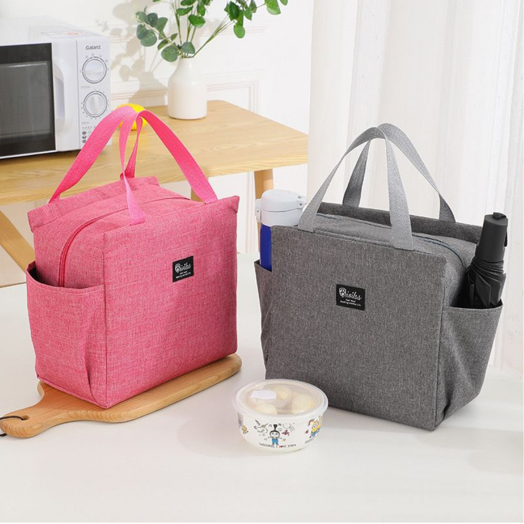 Bolsa térmica de grande capacidade para marmita e passeio com bolsos laterais duplos espessos MDL05