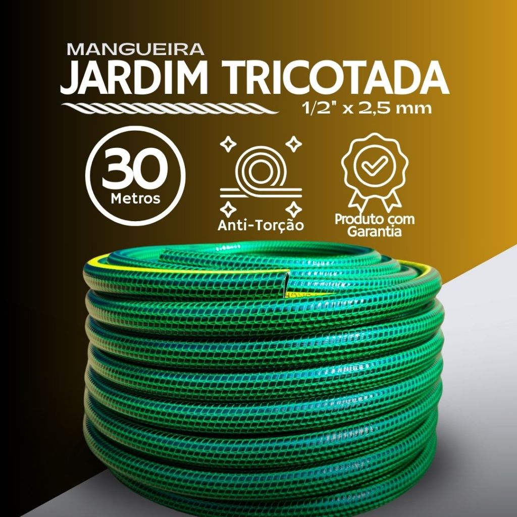 Mangueira Jardim Anti-Torção Premium Tricotada 1/2 x 2,5mm Verde 30 ...