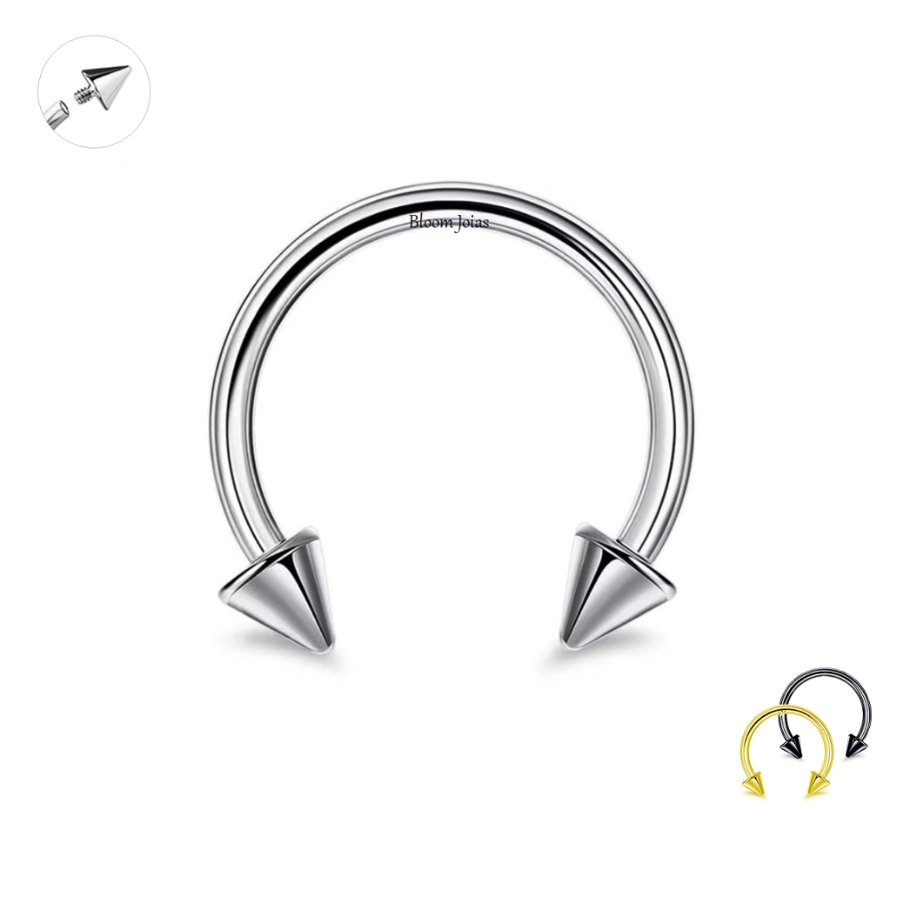 Piercing Ferradura 100% Titânio Spike Rosca Interna
