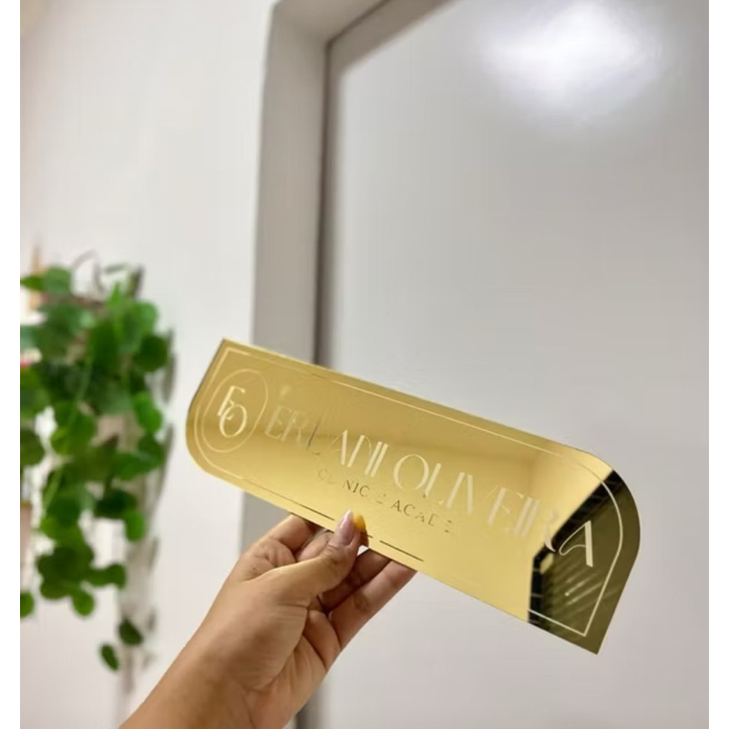 Placa Sinalização De Porta Personalizada em Acrilico Espelhado Luxo Linda