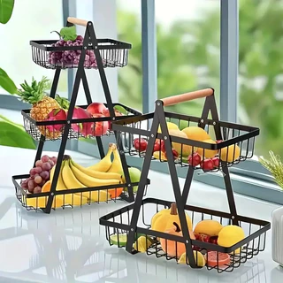 Cesto Fruteira de Mesa Aramado até 3 Andares em Metal Organizador Multiuso Frutas Legumes