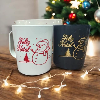 Kit 75 Canecas Boneco de Neve plástico feliz natal boas festas Papai Noel