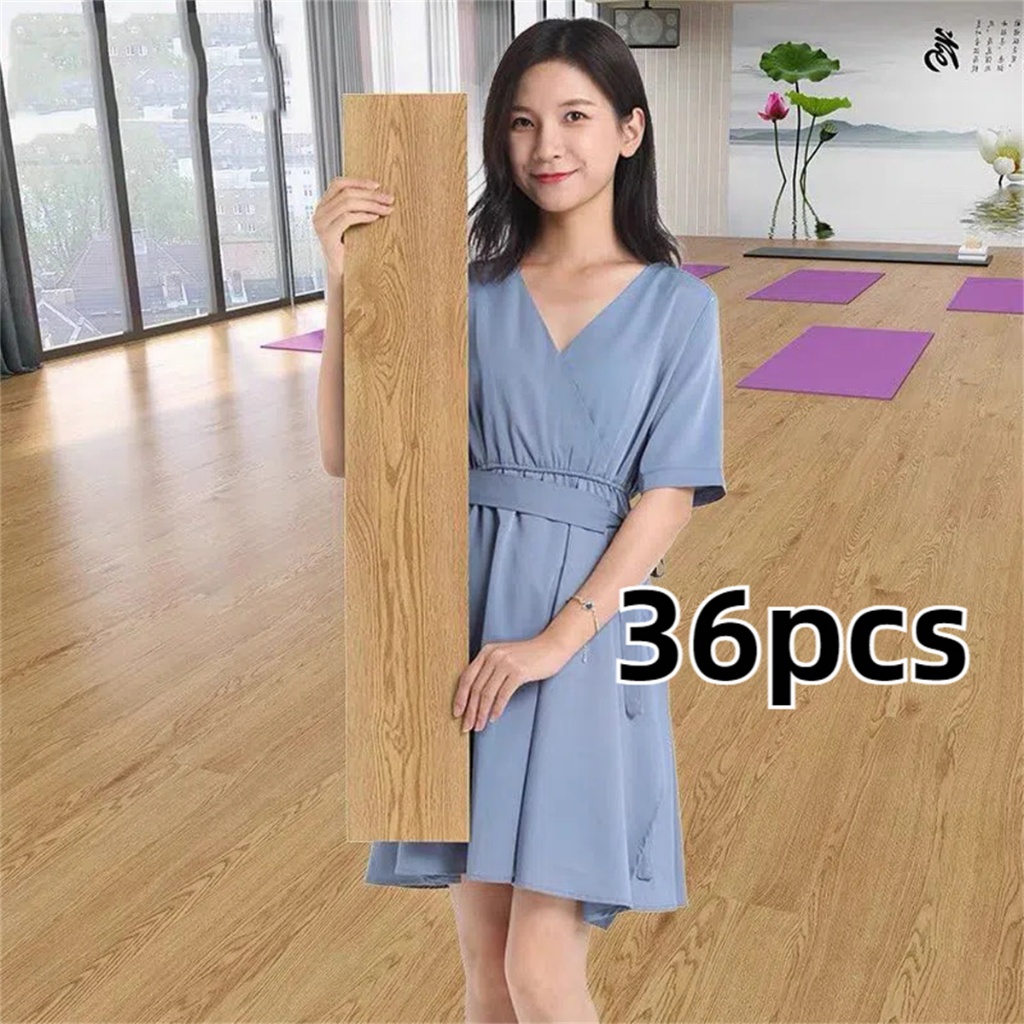 36PC Adesivo de Piso Madeira Moderno Antiderrapante Lavável 91,4x15,2cm vinílico 1.5mm