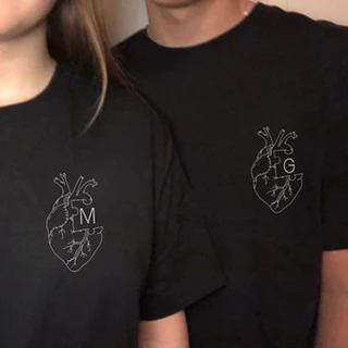 Kit 2 Camisetas Casal Coração letras personalizados namorados