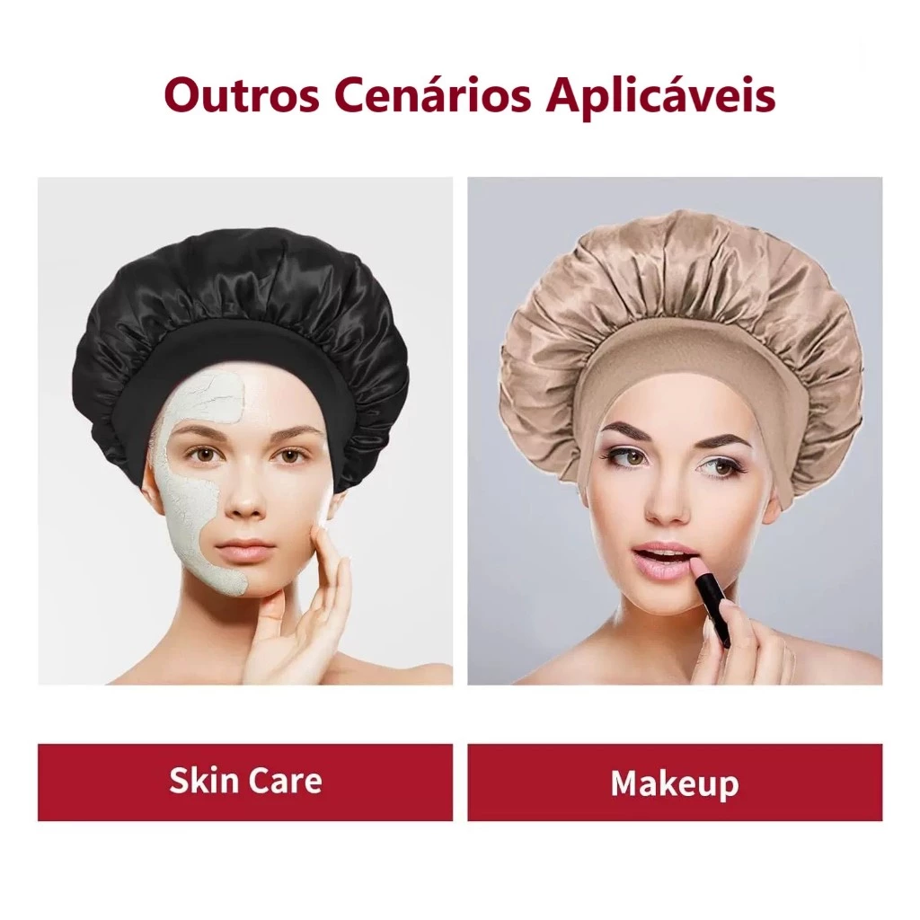 Touca head anti-frizz em cetim para cabelos lisos